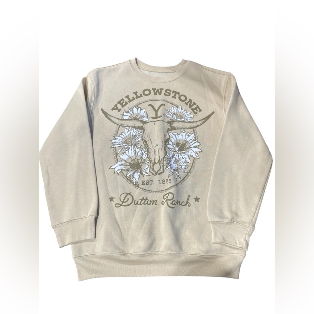 Yellowstone Dutton Ranch Tan Graphic Sweater Size XS Women’s  EUC